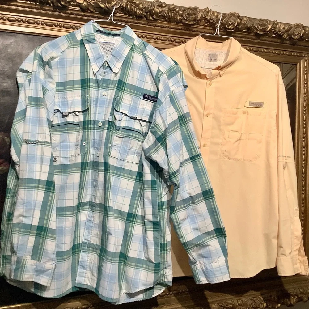 Pair of Columbia PFG (performance fishing gear) Long Sleeve Shirts Sz XL/TG